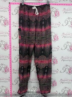 Bolli imports Thailand pants Boho Paisley Drawstring cotton Joggers Black Pink